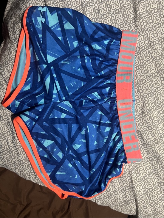Under Armour Pants - Ladies/youth UnderArmor shorts blue with Coral Trim